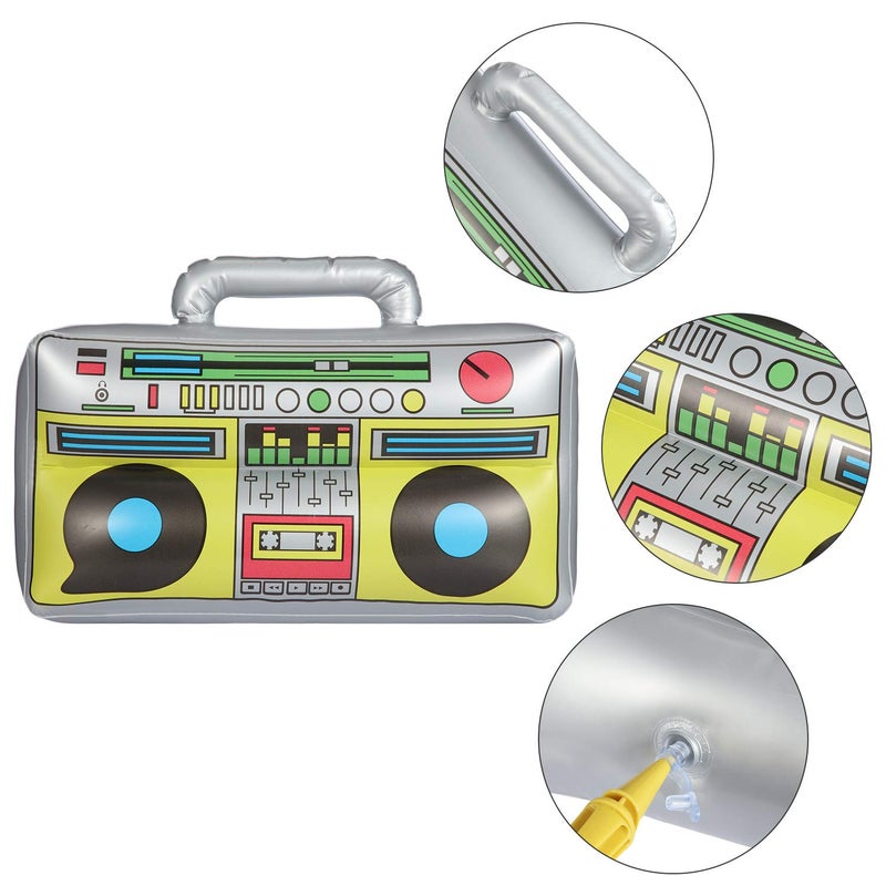 meekoo 3 Pcs Inflatable Boombox Inflatable Radio Boombox 80s 90s Party Decorations 16.5 Inches for Rappers Hip Hop Theme Costume Disco Retro Theme Party Decorations Supplies - Image 3